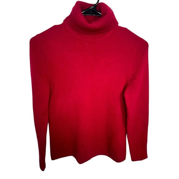 Lord And Taylor 100 Percent Cashmere Basic Red Turtleneck Sweater - Picture 1 of 5